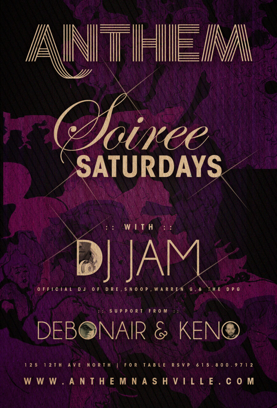 Soiree Saturdays Flyer Purple